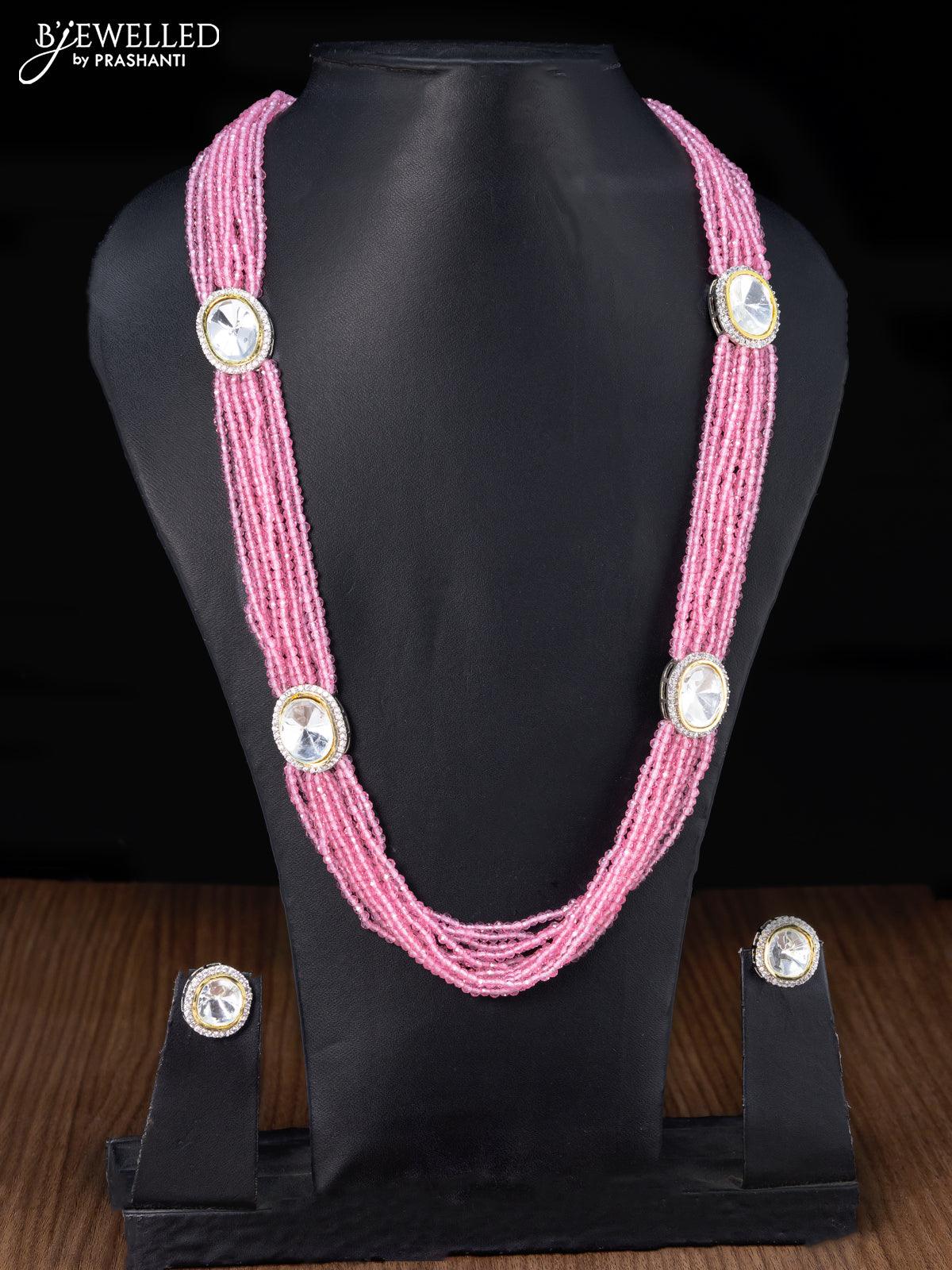 Ruby and Pearl Necklace Set Pink Stone Necklace Ruby bead Necklace in  Silver — Discovered