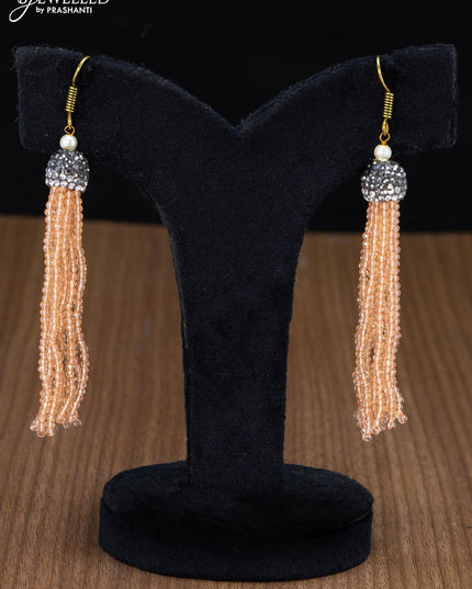 Jaipur crystal beaded peach haaram with stones pendant - {{ collection.title }} by Prashanti Sarees