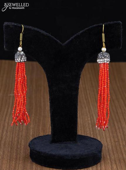 Jaipur crystal beaded red haaram with stones pendant - {{ collection.title }} by Prashanti Sarees