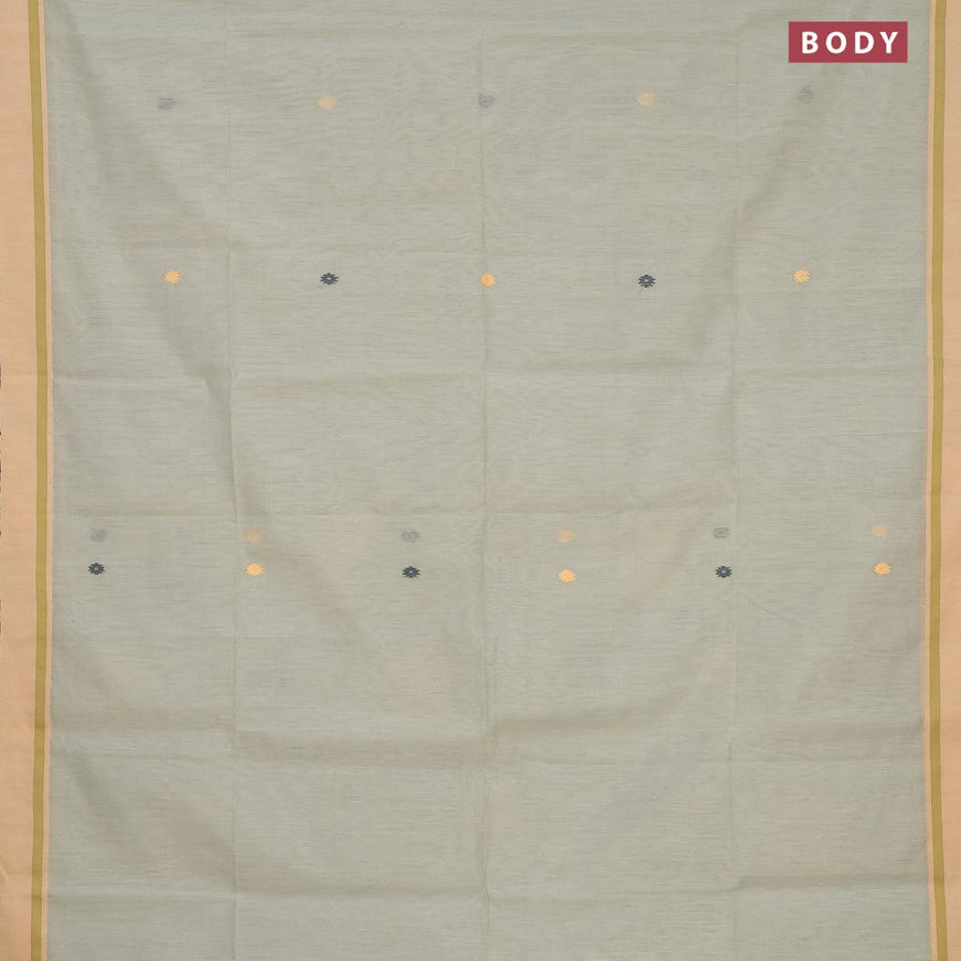 Jamdhani cotton saree grey with thread woven buttas and contrast border - {{ collection.title }} by Prashanti Sarees