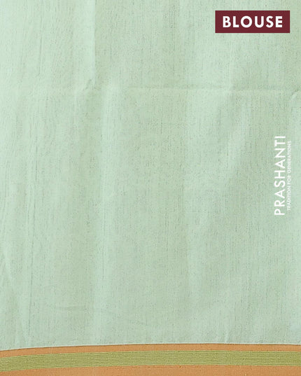 Jamdhani cotton saree off white and pastel green with thread woven buttas and contrast border - {{ collection.title }} by Prashanti Sarees