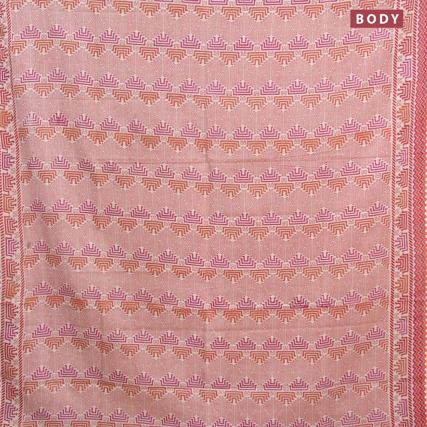 Kalamkari semi silk saree beige and maroon with allover geometric prints and printed border - {{ collection.title }} by Prashanti Sarees