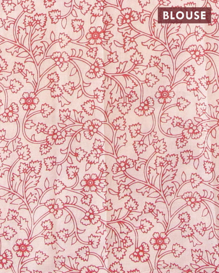 Kalamkari semi silk saree beige and maroon with allover geometric prints and printed border - {{ collection.title }} by Prashanti Sarees