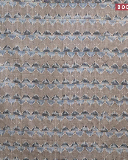 Kalamkari semi silk saree cream and blue with allover geometric prints and printed border - {{ collection.title }} by Prashanti Sarees
