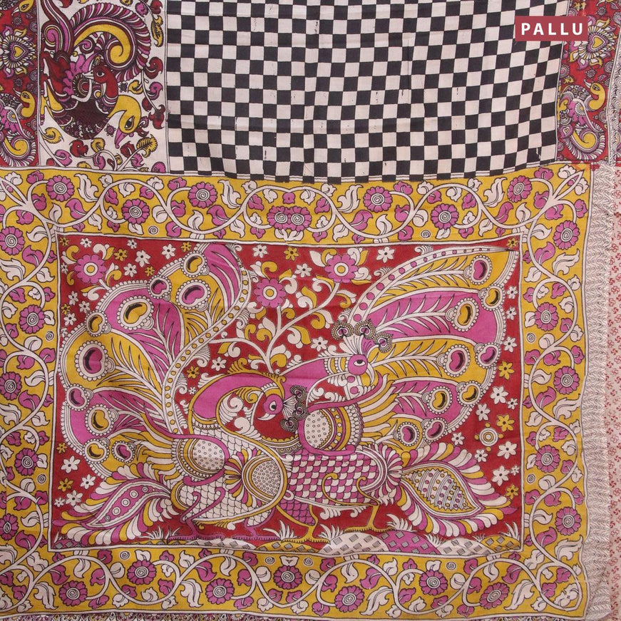 Kalamkari semi silk saree cream and maroon with allover prints and printed border - {{ collection.title }} by Prashanti Sarees
