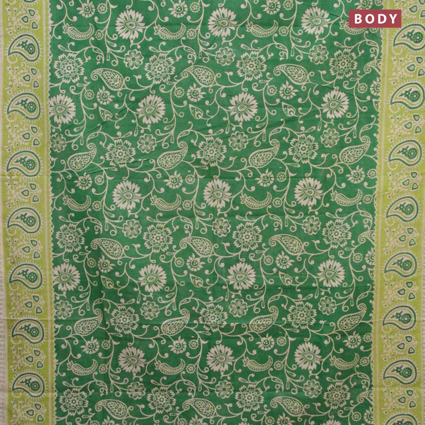 Kalamkari semi silk saree green and light green with allover prints and printed border - {{ collection.title }} by Prashanti Sarees