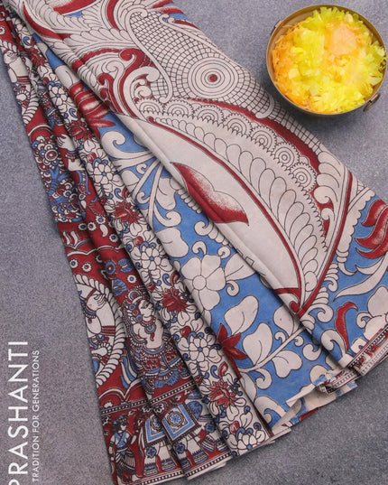 Kalamkari semi silk saree maroon with allover prints and printed border - {{ collection.title }} by Prashanti Sarees