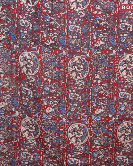 Kalamkari semi silk saree maroon with allover prints and printed border - {{ collection.title }} by Prashanti Sarees
