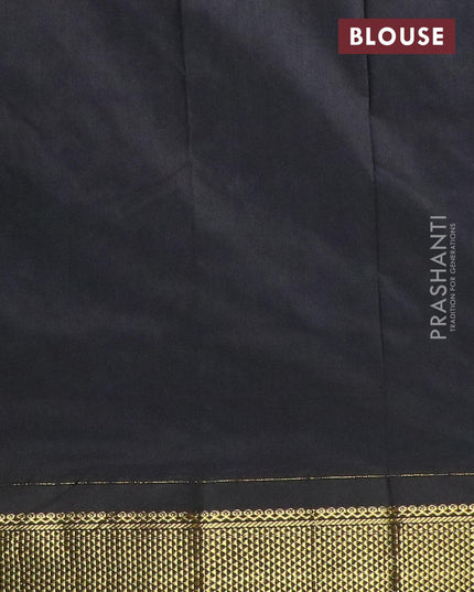 Kalyani cotton saree bluish grey and black with thread woven buttas and zari woven border - {{ collection.title }} by Prashanti Sarees