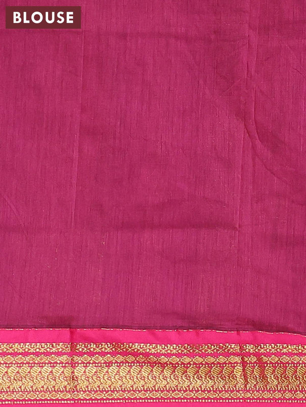 Kalyani cotton saree dark grey and pink with zari woven buttas and zari woven border - {{ collection.title }} by Prashanti Sarees