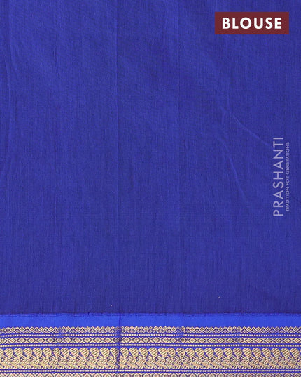 Kalyani cotton saree green and blue with thread woven buttas and zari woven border - {{ collection.title }} by Prashanti Sarees