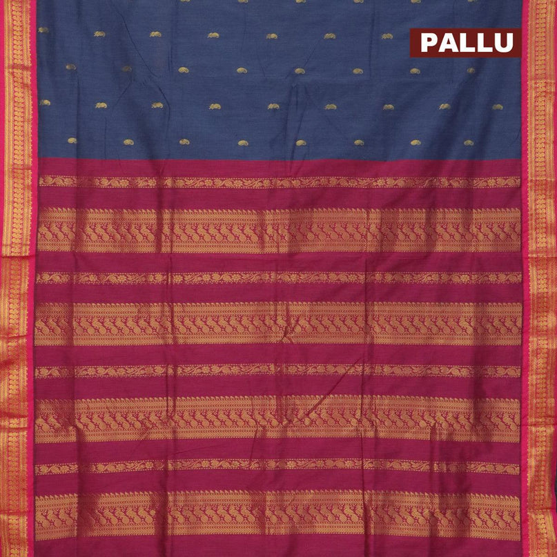 Kalyani cotton saree grey and pink with zari woven buttas and zari woven border - {{ collection.title }} by Prashanti Sarees