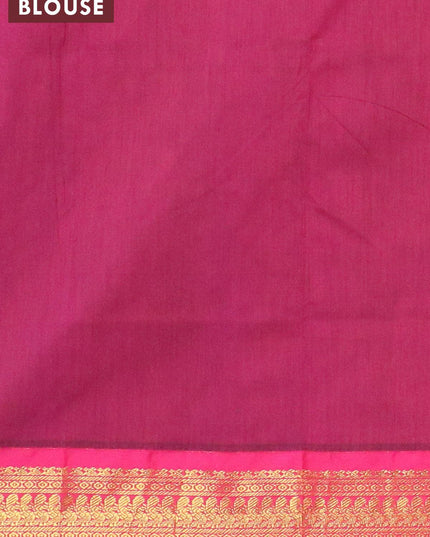 Kalyani cotton saree peacock blue and pink with zari woven buttas and zari woven border - {{ collection.title }} by Prashanti Sarees