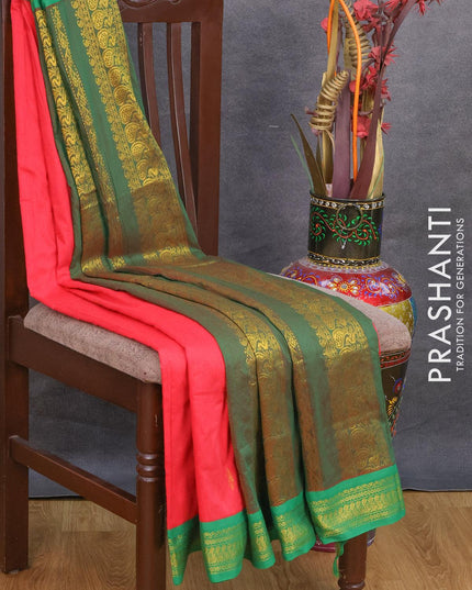Kalyani cotton saree pink and green with zari woven buttas and zari woven border - {{ collection.title }} by Prashanti Sarees