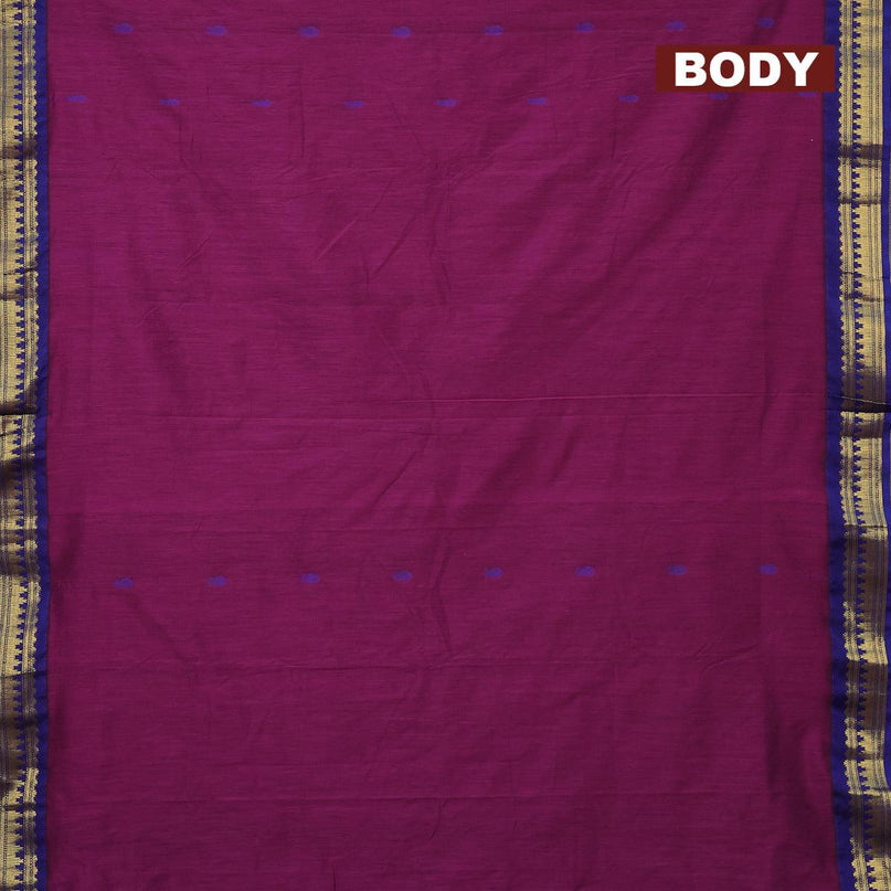 Kalyani cotton saree purple and blue with thread woven buttas and zari woven border - {{ collection.title }} by Prashanti Sarees