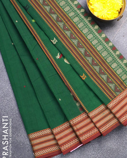 Kanchi cotton saree green and maroon with thread woven buttas and thread woven border - {{ collection.title }} by Prashanti Sarees
