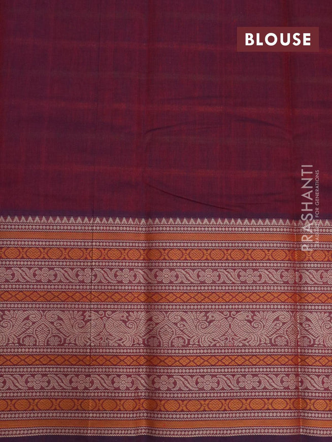 Kanchi cotton saree maroon with allover thread weaves and long thread woven border - {{ collection.title }} by Prashanti Sarees