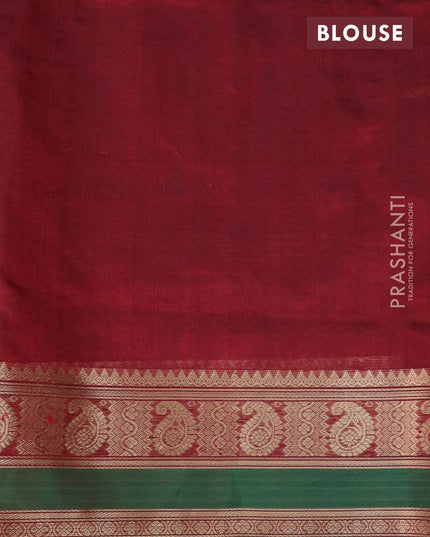 Kanjivaram silk cotton saree maroon and green with allover thread weaves and paisley design zari woven border - {{ collection.title }} by Prashanti Sarees