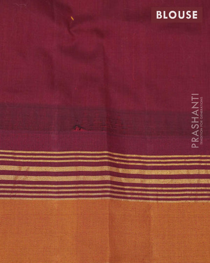 Kanjivaram silk saree royal blue and maroon with allover embroidery kasuti work and temple design zari border - {{ collection.title }} by Prashanti Sarees