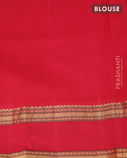 Kanjivaram silk saree royal blue and red with allover embroidery kasuti work and temple design rettapet zari woven border - {{ collection.title }} by Prashanti Sarees