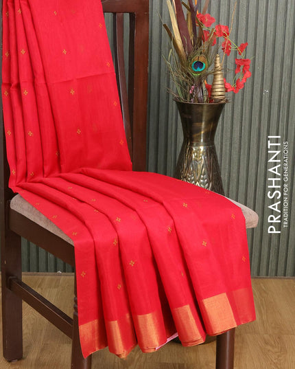Kora silk cotton saree maroon with thread woven buttas and zari woven border - {{ collection.title }} by Prashanti Sarees