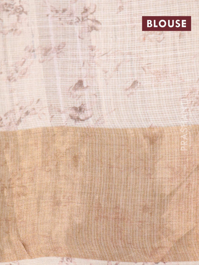 Kota tussar silk saree cream with floral digital prints and zari woven border - {{ collection.title }} by Prashanti Sarees