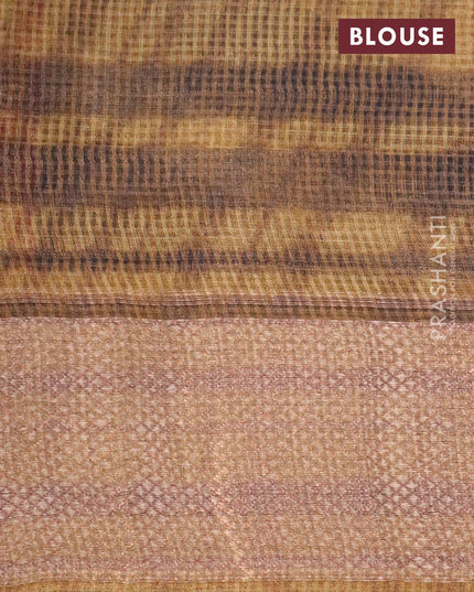 Kota tussar silk saree mehendi green and black with stripes pattern and zari woven border - {{ collection.title }} by Prashanti Sarees