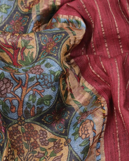 Kota tussar silk saree multi colour and maroon with digital prints and zari woven border - {{ collection.title }} by Prashanti Sarees