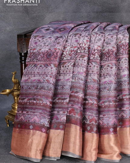 Kota tussar silk saree multi colour with allover geometric digital prints and zari woven border - {{ collection.title }} by Prashanti Sarees