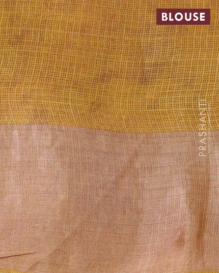 Kota tussar silk saree mustard yellow with floral digital prints and zari woven border - {{ collection.title }} by Prashanti Sarees
