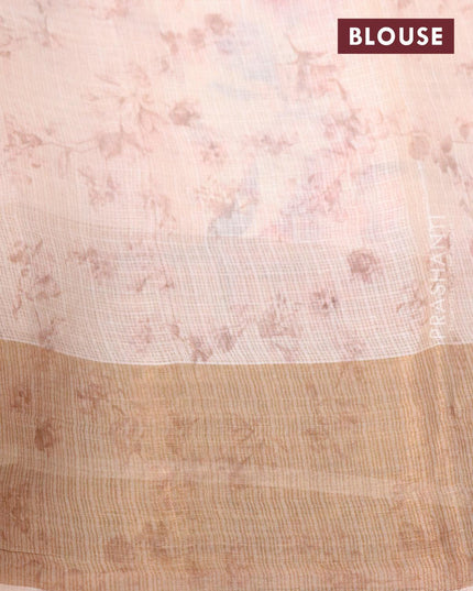 Kota tussar silk saree peach shade with floral digital prints and zari woven border - {{ collection.title }} by Prashanti Sarees