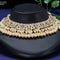 Kundan necklace with kundan stones & pearl hangings and maang tikka - {{ collection.title }} by Prashanti Sarees