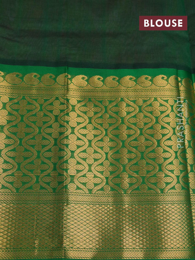 Kuppadam silk cotton saree candy pink and green with allover zari checks & buttas and long zari woven border - {{ collection.title }} by Prashanti Sarees