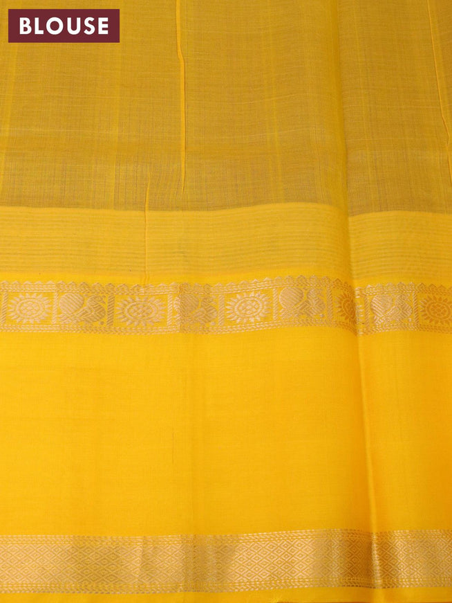 Kuppadam silk cotton saree deep purple and yellow with allover thread checks & zari buttas and long zari woven border - {{ collection.title }} by Prashanti Sarees