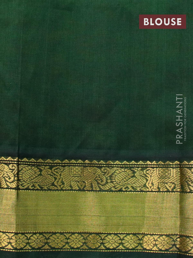 Kuppadam silk cotton saree dual shade of sunset yellow and dark green with plain body and rich zari woven border - {{ collection.title }} by Prashanti Sarees
