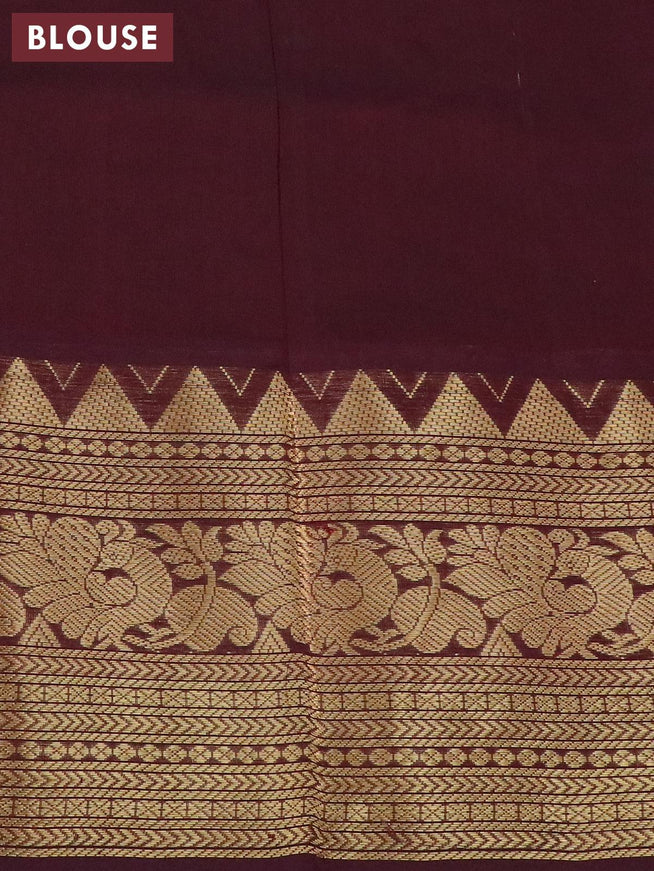 Kuppadam silk cotton saree dual shade of teal green and deep maroon with tthread & zari woven buttas and long zari woven annam border - {{ collection.title }} by Prashanti Sarees
