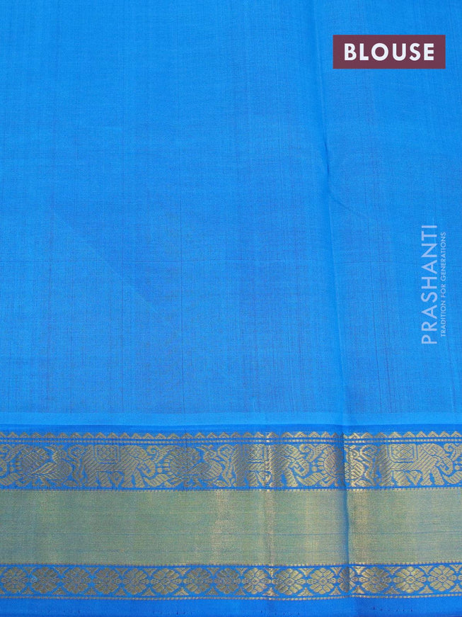 Kuppadam silk cotton saree navy blue and cs blue with plain body and rich zari woven border - {{ collection.title }} by Prashanti Sarees
