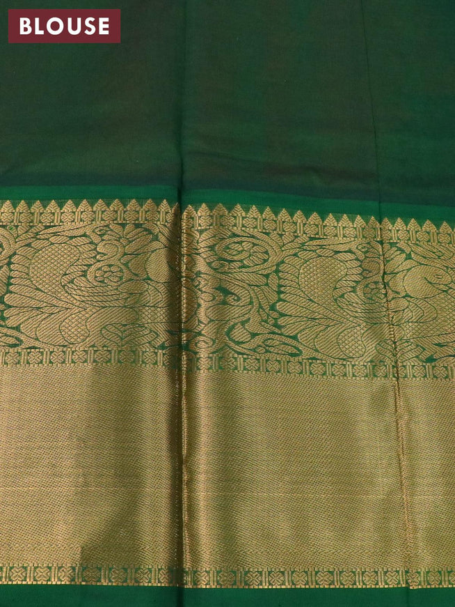 Kuppadam silk cotton saree orange and green with zari woven buttas and long zari woven annam border - {{ collection.title }} by Prashanti Sarees