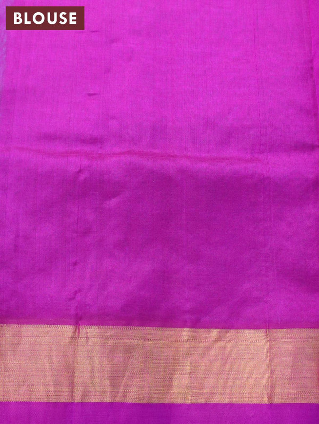 Kuppadam silk cotton saree teal blue and purple with zari woven buttas and long rich zari woven border - {{ collection.title }} by Prashanti Sarees