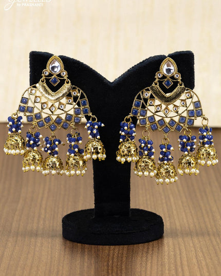 Light weight blue earring with pearl and beads hanging - {{ collection.title }} by Prashanti Sarees