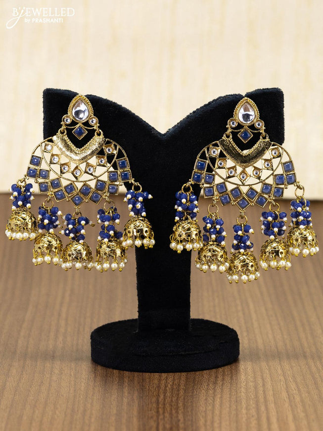 Light weight blue earring with pearl and beads hanging - {{ collection.title }} by Prashanti Sarees