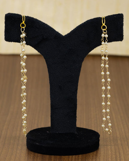Light weight chandbali maroon minakari earrings with pearl maatal - {{ collection.title }} by Prashanti Sarees