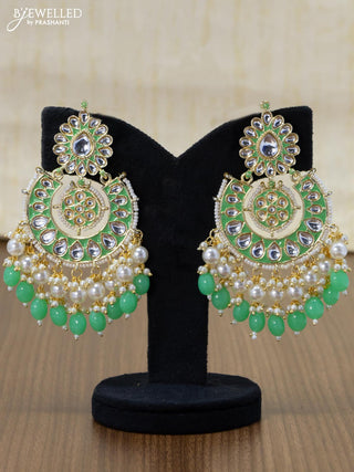 Light weight chandbali mint green minakari earrings with pearl maatal