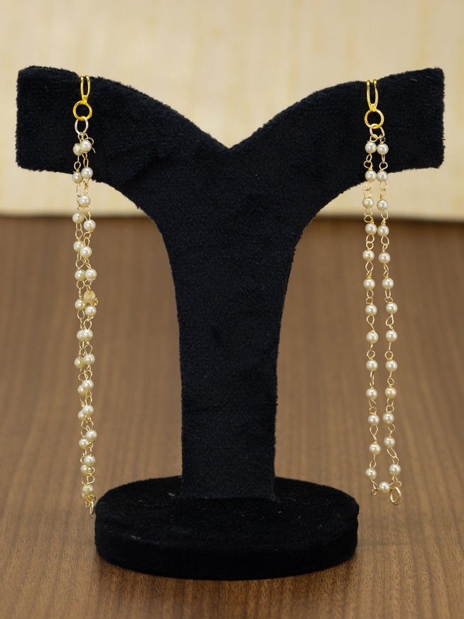 Light weight chandbali peach minakari earrings with pearl maatal - {{ collection.title }} by Prashanti Sarees