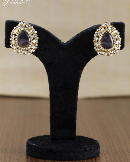 Light weight earrings with cz and grey stone - {{ collection.title }} by Prashanti Sarees