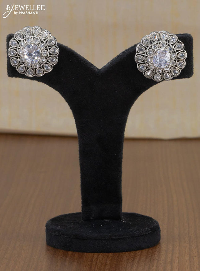 Light weight earrings with cz and white stone - {{ collection.title }} by Prashanti Sarees