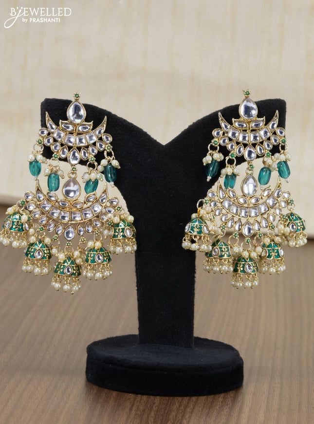 Light weight earrings with kundan stones and pearl maatal - {{ collection.title }} by Prashanti Sarees