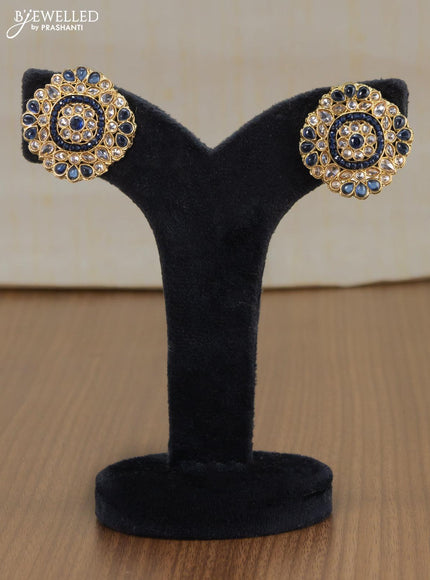 Light weight floral design earrings sapphire and beads - {{ collection.title }} by Prashanti Sarees