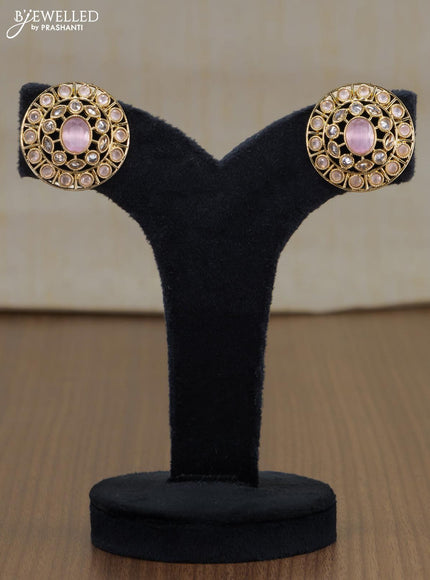 Light weight floral design earrings with mint blue and white stones - {{ collection.title }} by Prashanti Sarees