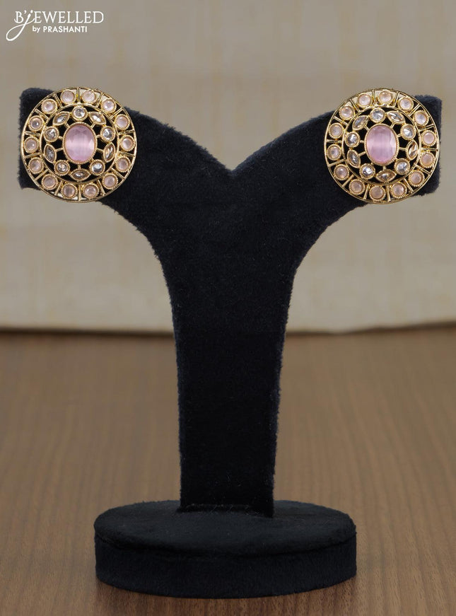 Light weight floral design earrings with mint blue and white stones - {{ collection.title }} by Prashanti Sarees